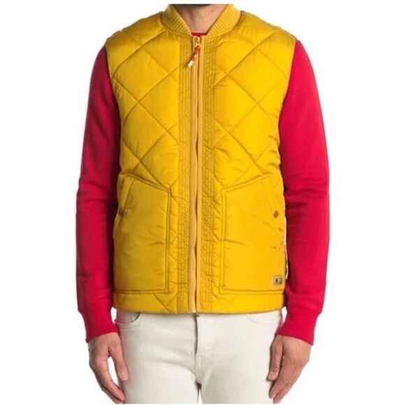 Scotch & Soda Unisex Quilted Body warmer Bomber Collar Vest Yellow / Gold Size S - Picture 2 of 13
